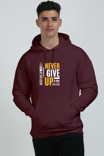 NEVER GIVE UP Heavyweight Oversized Hooded Sweatshirt