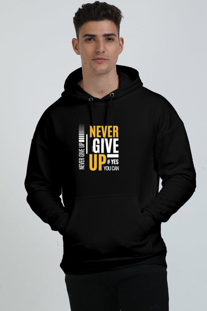 NEVER GIVE UP Heavyweight Oversized Hooded Sweatshirt