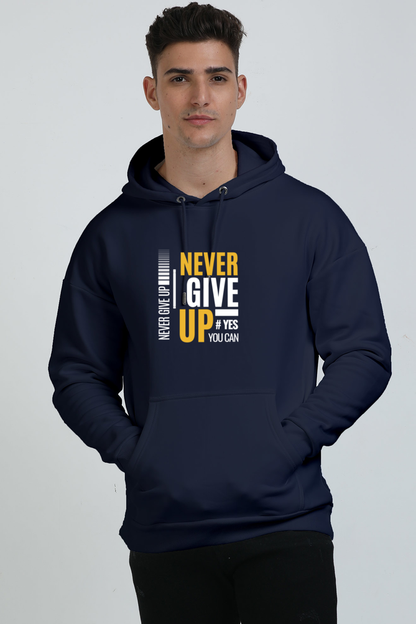 NEVER GIVE UP Heavyweight Oversized Hooded Sweatshirt