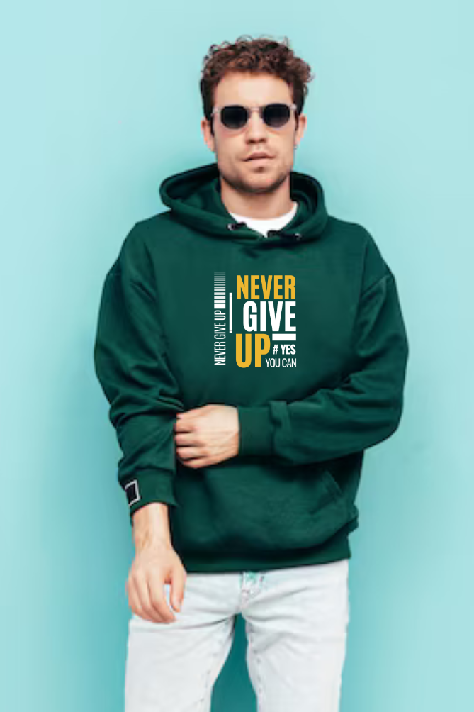 NEVER GIVE UP Heavyweight Oversized Hooded Sweatshirt